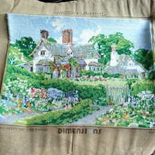 Vintage Tapestry Anchor Tootal Needlepoint Hand Stitched Panel