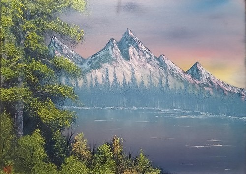 Bob ross inspired oil - bob,