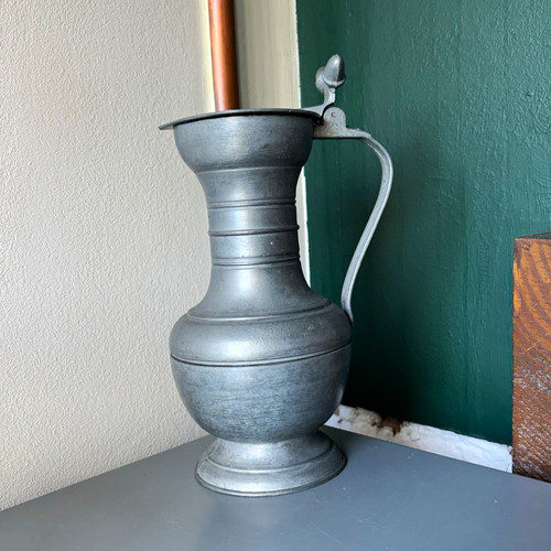 Antique vintage pewter wine - /,