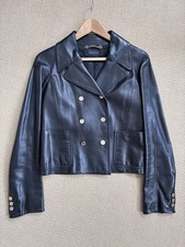 Gucci Tom Ford Black Leather Jacket UK 10 medium Gold Button perfect condition