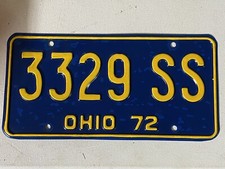 1972 Ohio License Plate 3329