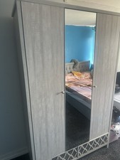 ILSE 3 Door Wardrobe With Mirror. Colour: Dusty Grey Oak