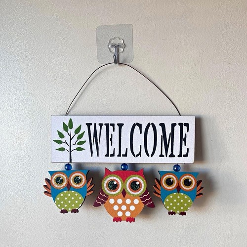 Welcome owl decorative painted - welcome,