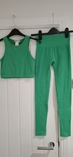 Ladies Pull & Bear Ribbed Leggings & Crop Top Set Size XS - S Christmas