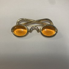Rodox Signed Vintage Sunglasses Brooch Gold Tone With Rhinestones