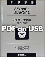 1999 Dodge Ram Truck Shop Manual USB 1500 2500 3500 Gas Diesel Service Pickup