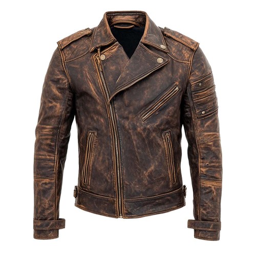 Men distressed brown leather - distressed,