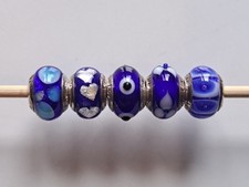 Set Lovelinks silver 925 Blue White shades Murano bracelet charm beads