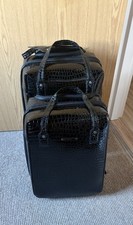 Elle Set of  2 Suitcases  Dark Brown Crocodile Effect Nested Wheels Pull