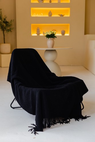 Merino wool bouclé blanket - wool,