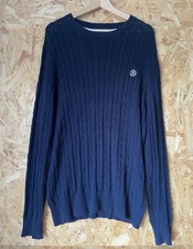 Henri Lloyd Navy Blue Cable Knit Jumper Linen / Cotton - Mens XL