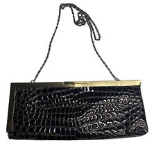 Jessica McClintock Vintage Faux Snakeskin  Crossbody Clutch Handbag w/Mirror
