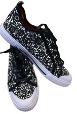 Bnwt Tu X Scion Black Floral Canvas Trainers Size 6 Lace Up