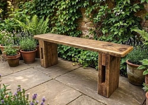 Rustic wooden garden - wooden, bench