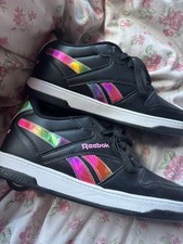 Reebok Heelys Black Rainbow Holo Trainers UK 7