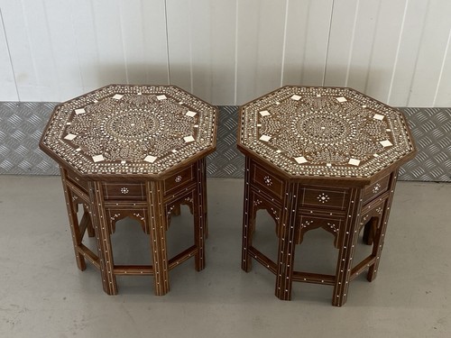 Pair indian inlaid folding - of,