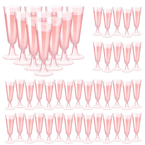 Pink champagne flutes plastic - champagne,