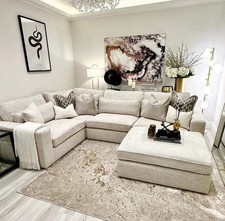 Premium Natuzzi corner sofa in cream leather. Very comfortable for more than 6.