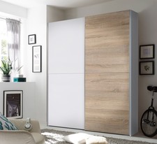 White - Modern 2-Door Sliding Wardrobe W170cm - Space-Saving Elegance