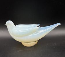 Vintage Murano Fratelli Toso White Bubble Italian Art Glass Bird Figurine 7"