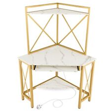 COSTWAY Corner Writing Desk Home Office Space-Saving Computer Desk-White