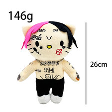 26Cm Hello Kitty Lil Peep Black Pants Boy Plush Doll Figure Stuffed Toys Cute Bo