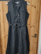 Zara Black Ramie Linen Look Sleeveless Dress