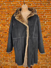 BNWT WOMENS DENNIS BY DENNIS BASSO SIZE UK 12 BLACK WARM WINTER FAUX FUR COAT