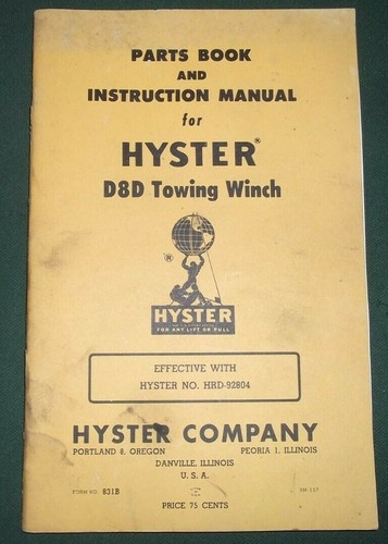 Hyster d8d towing winch - towing,