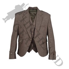 Brown Argyll Jacket & Vest-Waistcoat 100% Wool Kilt Jacket- Ex Hire for Wedding