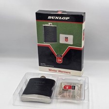 Vintage 'Dunlop Winter Warmers' Hipflask And Hand Warmer