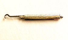 Vintage Small Sterling Silver Folding Button Hook for Chatelaine Maker F.W