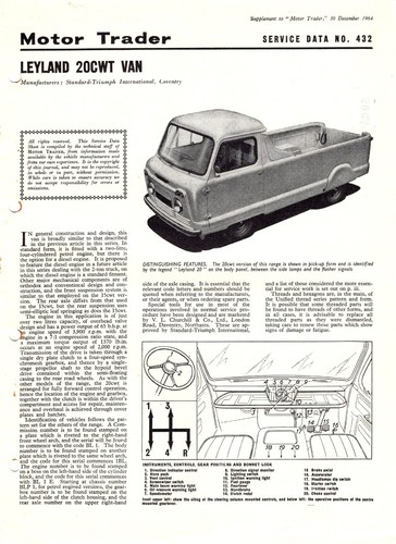 Leyland 20cwt van 1964 motor - leyland,