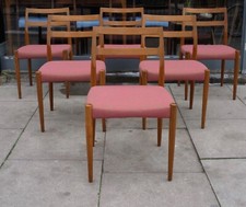 6x Vintage Danish Teak framed 1960s dining chairs by Johannes Andersen