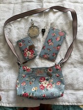 Catch Kidston Blue Floral Handbag With Matching Purse And Travel Wallet