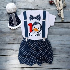 Sailor Duck Birthday Outfit Roos Handmade Personalised Cake Smash Set Navy