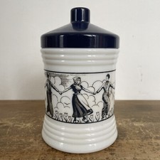 Dutch Canister Jar Vintage Glass Milk Blue White Storage Decoration