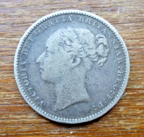 1879 one shilling silver coin - silver,