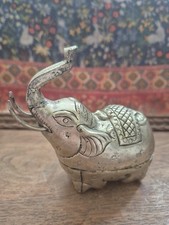 Vintage Silver Plated Asian Cambodian Elephant Betel Nut Box 