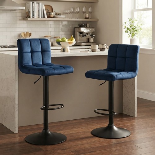 Navy blue velvet swivel - blue,