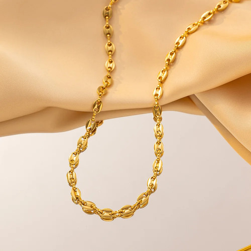 Coffee bean chain necklace - coffee,
