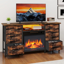 Fireplace TV Stand - 6 Drawers
