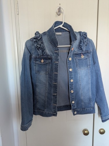Girls blue denim jacket - denim, with