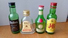 Mini Whisky/Liqueur Bottles x4 (empty) Ardbeg Bell's D.O.M. Benedictine J&B 5cl