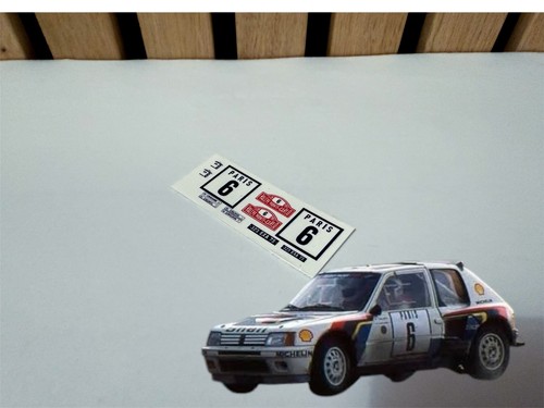 Decals for peugeot 205 - 1/43,