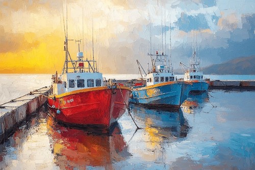 Seaside seascape fishing boats - seaside,