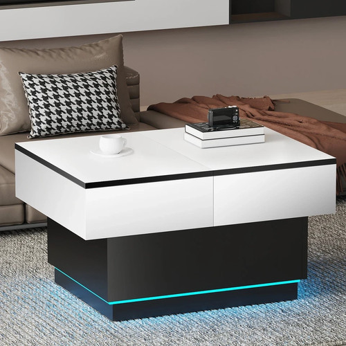 Led extendable coffee table - led,