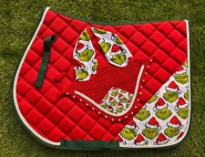 Grinchh White English Saddle Pad Set Numnah Horse Ear Bonnet Saddle Cloth