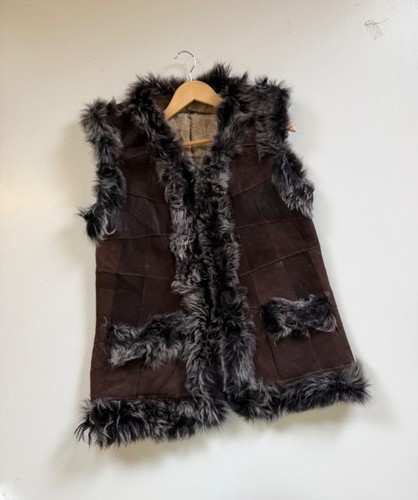 Vintage suede shearling gilet - vintage,