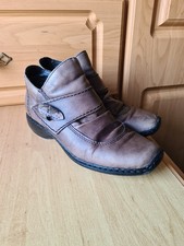 LADIES RIEKER LEATHER LOW HEEL WORK CASUAL ZIP TROUSER SHOES LIGHT BROWN SIZE 5 